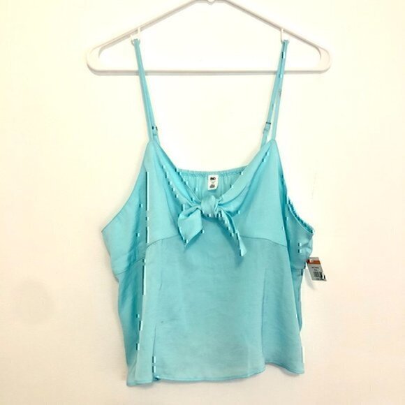NEW NWT BP NORDSTROM Plus Size Bow Detail Tank Top Aqua Turquoise Blue Cami 1X - Picture 2 of 12